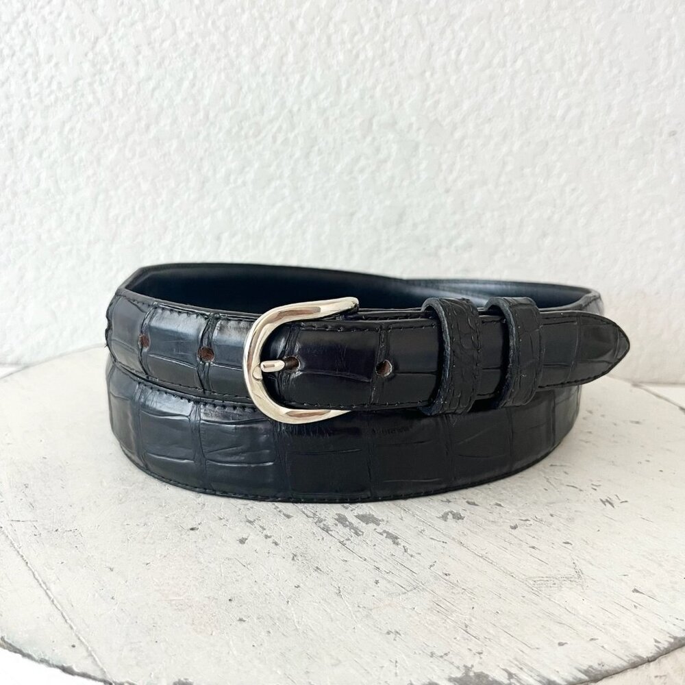 Rod Patrick Boots Mens Black Western Belt Size 36 & 1 3/8in Wide Taper Caiman